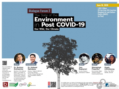Dialogue Forum 2: The State of the Environment in Post COVID-19 Our Wild, Our Climate (in Thai) 18 June 2020 @ 1:00 pm - 3:30 pm